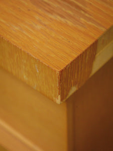 Pair of vintage mid-century nightstands with open cabinet doors