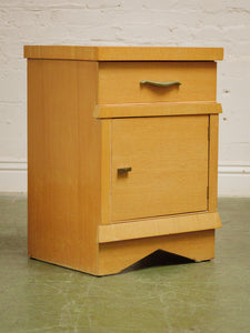 Pair of vintage mid-century nightstands with open cabinet doors