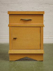 Pair of vintage mid-century nightstands with open cabinet doors