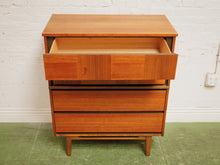 Load image into Gallery viewer, Walnut, two-tone high boy mid-century vintage dresser
