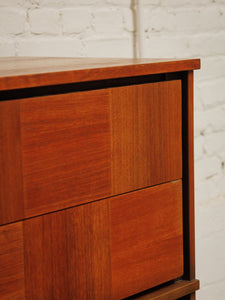 Walnut, two-tone high boy mid-century vintage dresser