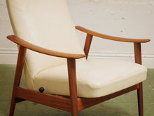 Load image into Gallery viewer, 1960s White Leather Recliner Stokke Mobler
