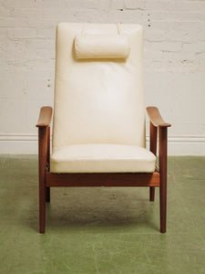 1960s White Leather Recliner Stokke Mobler