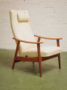 1960s White Leather Recliner Stokke Mobler