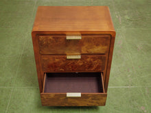 Load image into Gallery viewer, Pair of three drawer Faux Burl Nightstands
