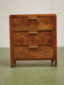 Pair of three drawer Faux Burl Nightstands