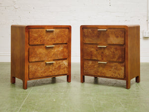 Pair of three drawer Faux Burl Nightstands