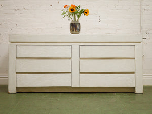 Postmodern stucco six drawer sculptural vintage dresser
