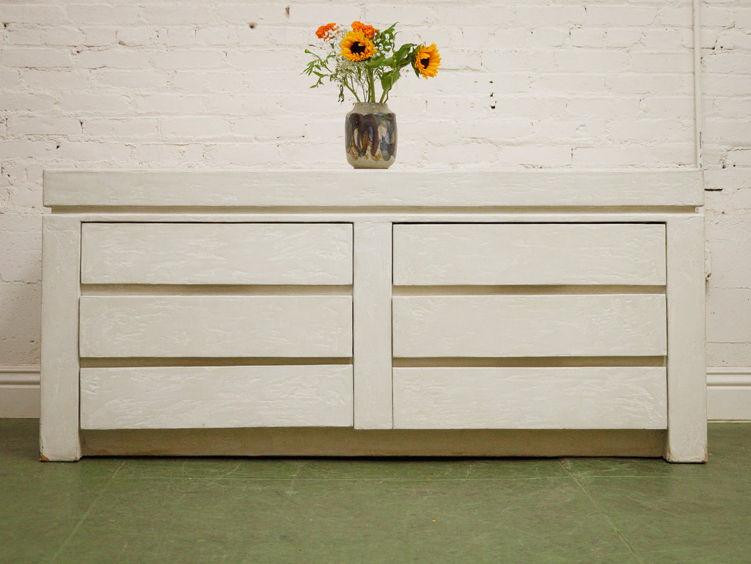 Postmodern stucco six drawer sculptural vintage dresser