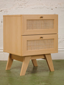 Blonde and Rattan Nightstands