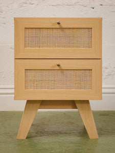 Blonde and Rattan Nightstands