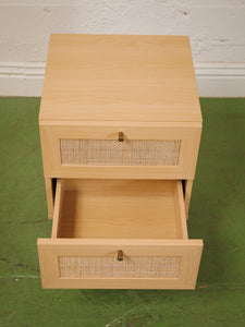 Blonde and Rattan Nightstands