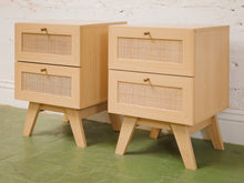 Load image into Gallery viewer, Blonde and Rattan Nightstands
