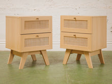 Load image into Gallery viewer, Blonde and Rattan Nightstands
