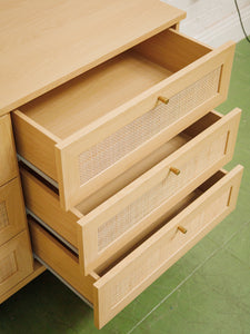 6 Drawer Blonde Rattan Dresser