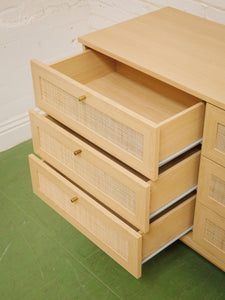 6 Drawer Blonde Rattan Dresser