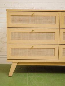 6 Drawer Blonde Rattan Dresser