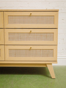 6 Drawer Blonde Rattan Dresser