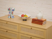 Load image into Gallery viewer, 6 Drawer Blonde Rattan Dresser
