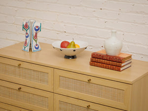 6 Drawer Blonde Rattan Dresser