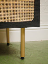 Load image into Gallery viewer, Black and Rattan Credenza
