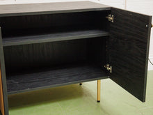 Load image into Gallery viewer, Black and Rattan Credenza

