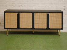 Load image into Gallery viewer, Black and Rattan Credenza

