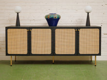 Load image into Gallery viewer, Black and Rattan Credenza
