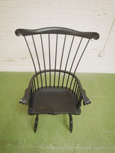 Load image into Gallery viewer, 20th C Antique Windsor Comb Back Black Painted Arm Chair
