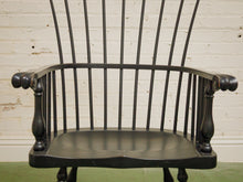 Load image into Gallery viewer, 20th C Antique Windsor Comb Back Black Painted Arm Chair
