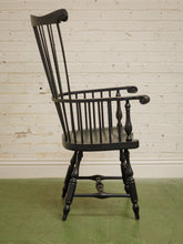 Load image into Gallery viewer, 20th C Antique Windsor Comb Back Black Painted Arm Chair
