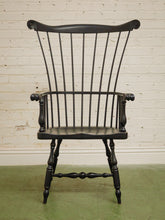 Load image into Gallery viewer, 20th C Antique Windsor Comb Back Black Painted Arm Chair
