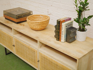 Blonde Rattan Credenza