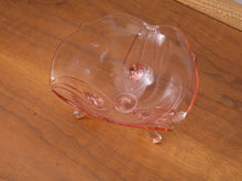 Load image into Gallery viewer, Vintage pink glass footed bowl Depression-era glassware
