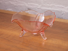 Load image into Gallery viewer, Vintage pink glass footed bowl Depression-era glassware

