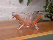 Load image into Gallery viewer, Vintage pink glass footed bowl Depression-era glassware
