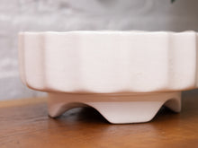 Load image into Gallery viewer, Vintage White Pottery Ribbed Footed Round Low Planter

