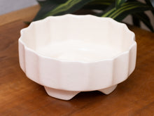 Load image into Gallery viewer, Vintage White Pottery Ribbed Footed Round Low Planter
