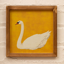 Load image into Gallery viewer, Swan yellow background art Framed
