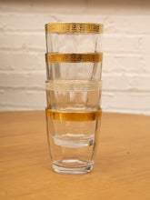 Load image into Gallery viewer, Set of 4 Vintage Italian Crystal Double Old Fashioned 24K Gold Glasses
