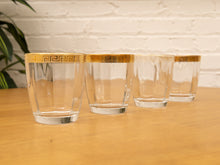 Load image into Gallery viewer, Set of 4 Vintage Italian Crystal Double Old Fashioned 24K Gold Glasses

