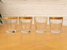 Load image into Gallery viewer, Set of 4 Vintage Italian Crystal Double Old Fashioned 24K Gold Glasses
