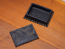 Load image into Gallery viewer, Vintage Syroco Trinket Box Black Japanese Pagoda Landscape
