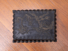 Load image into Gallery viewer, Vintage Syroco Trinket Box Black Japanese Pagoda Landscape
