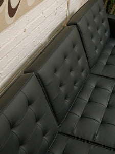 Sleek Executive Sofa in Black Faux Leather