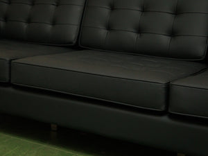 Sleek Executive Sofa in Black Faux Leather
