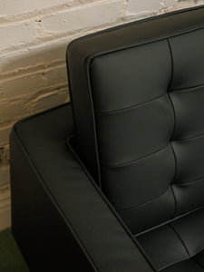Sleek Executive Sofa in Black Faux Leather