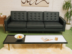 Sleek Executive Sofa in Black Faux Leather
