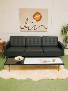 Sleek Executive Sofa in Black Faux Leather