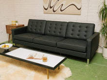 Load image into Gallery viewer, Sleek Executive Sofa in Black Faux Leather

